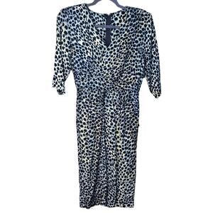 Vintage 80's wild rose cheeta print midi dress with matching belt fitted